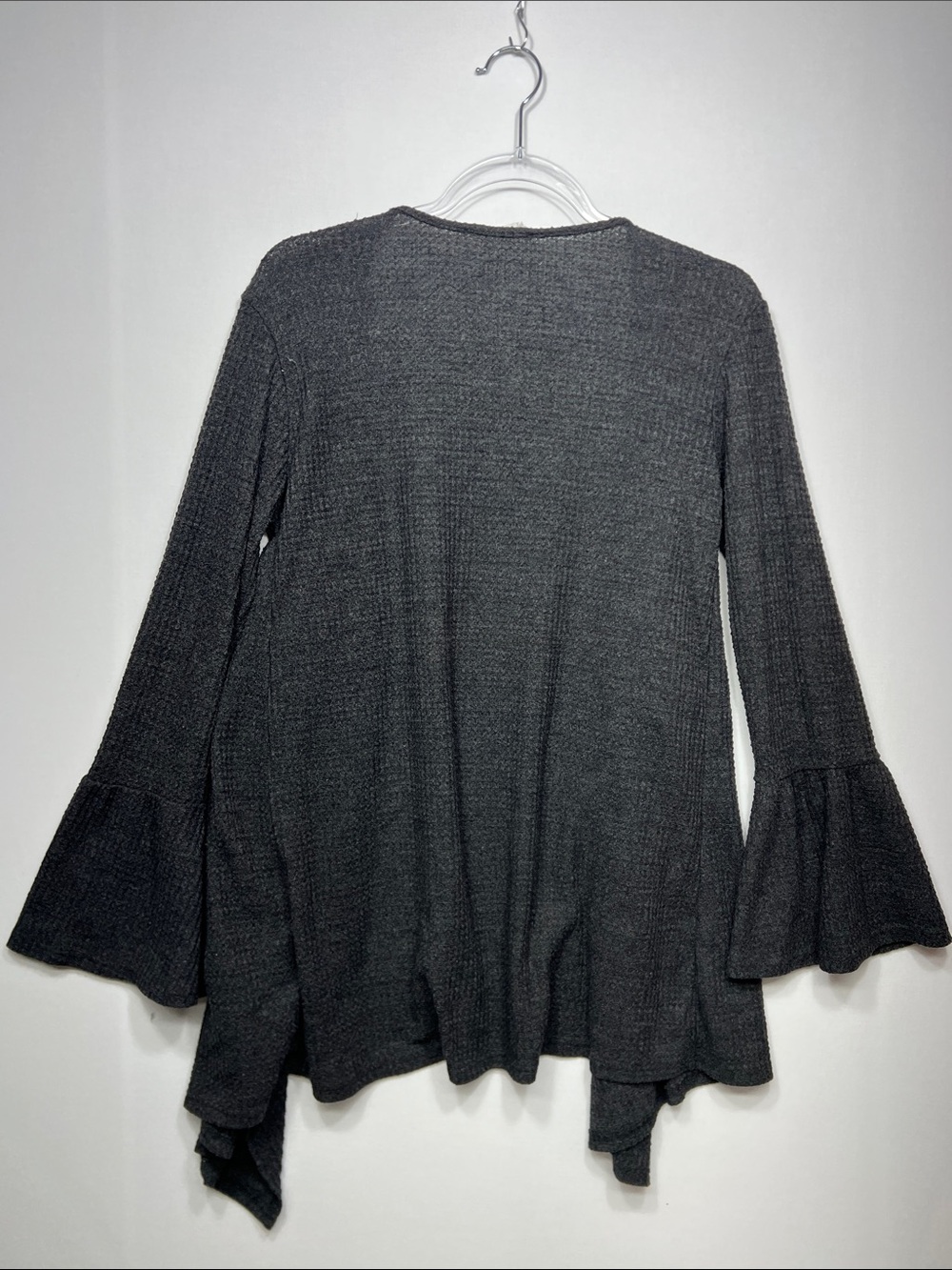 Millibon Dark Gray Open-Front Bell Sleeve Cardigan - Picture 7 of 9